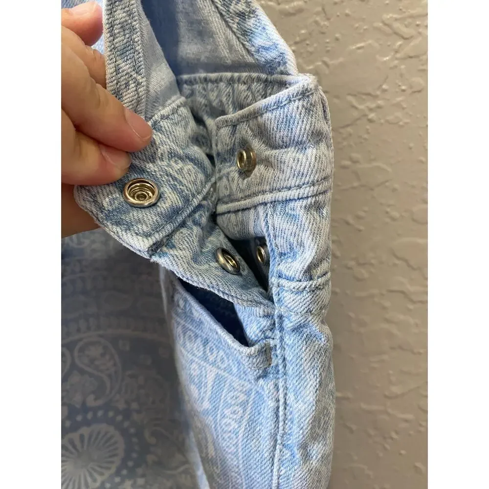 The Children's Place Girls Blue Denim Paisley Overall Shorts Size 10